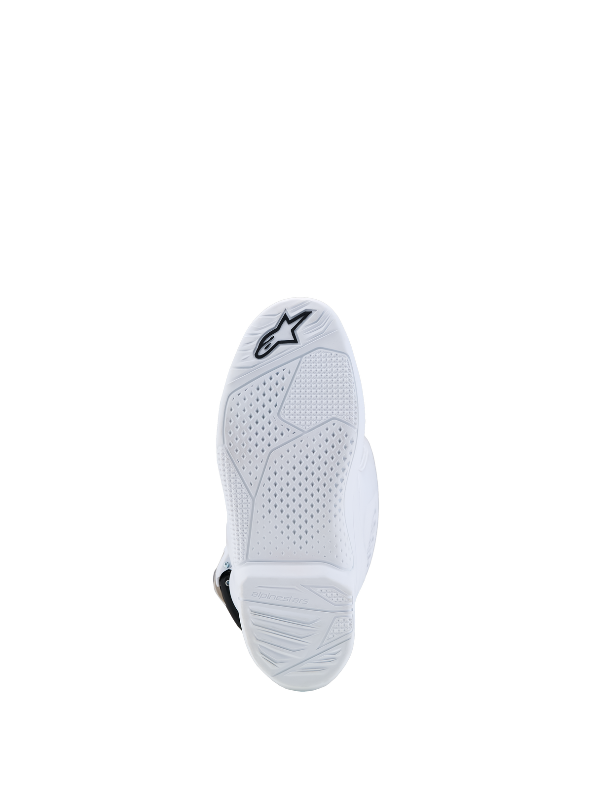 Alpinestars Tech 7S Junior, bottes de motocross, blanches, semelle composite avec grip texturé et logo Astars noir