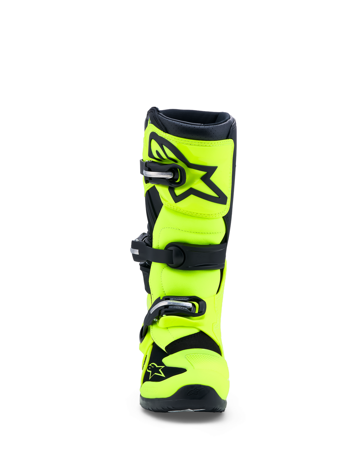 Alpinestars Tech 7S Junior, bottes de motocross pour enfant, jaune fluo et noires, protection de tibia en TPU, certifiées CE