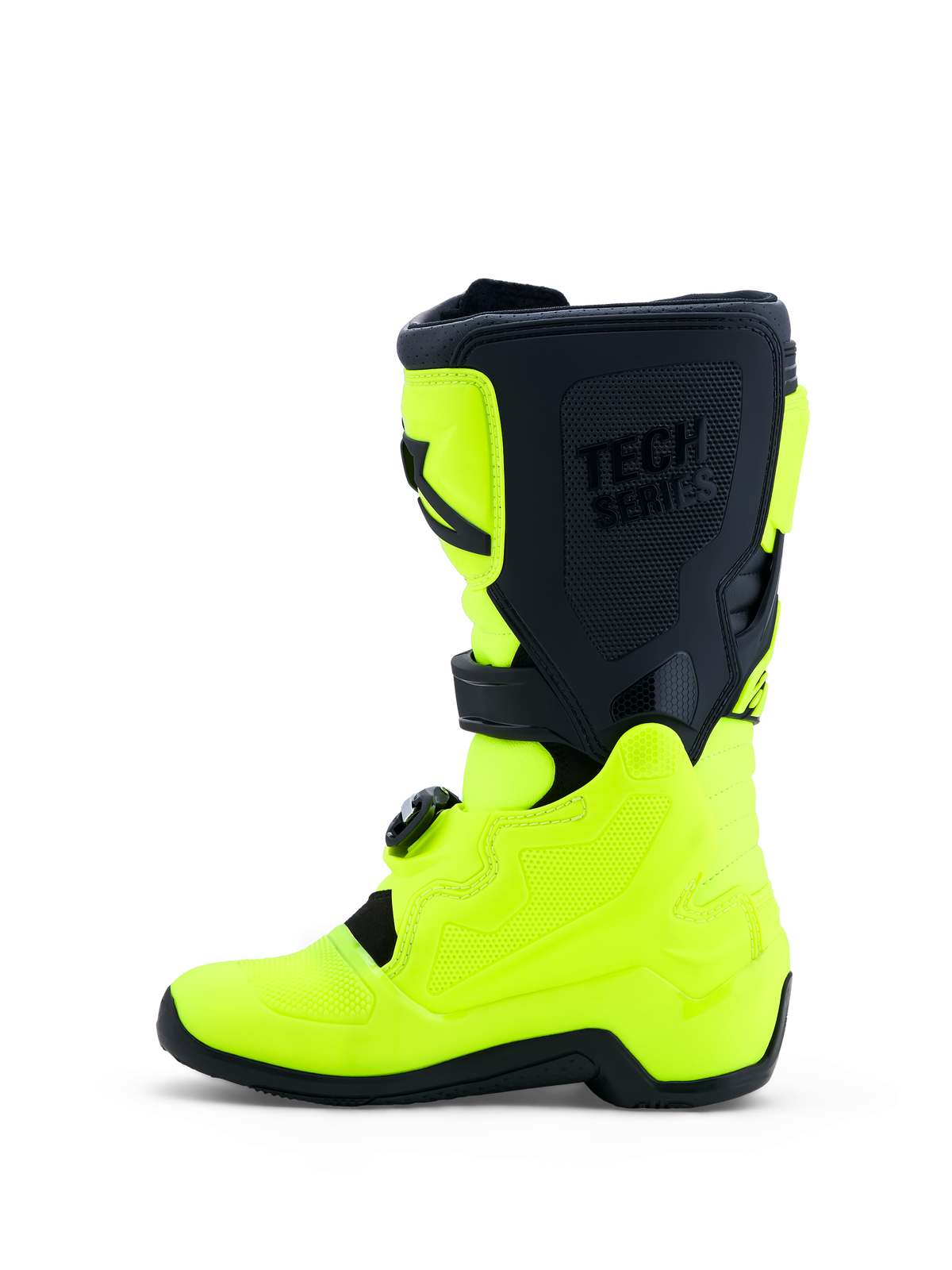 Alpinestars Bottes Tech 7S Junior, bottes de motocross jaune fluo et noires, protection TPU et système de pivot.