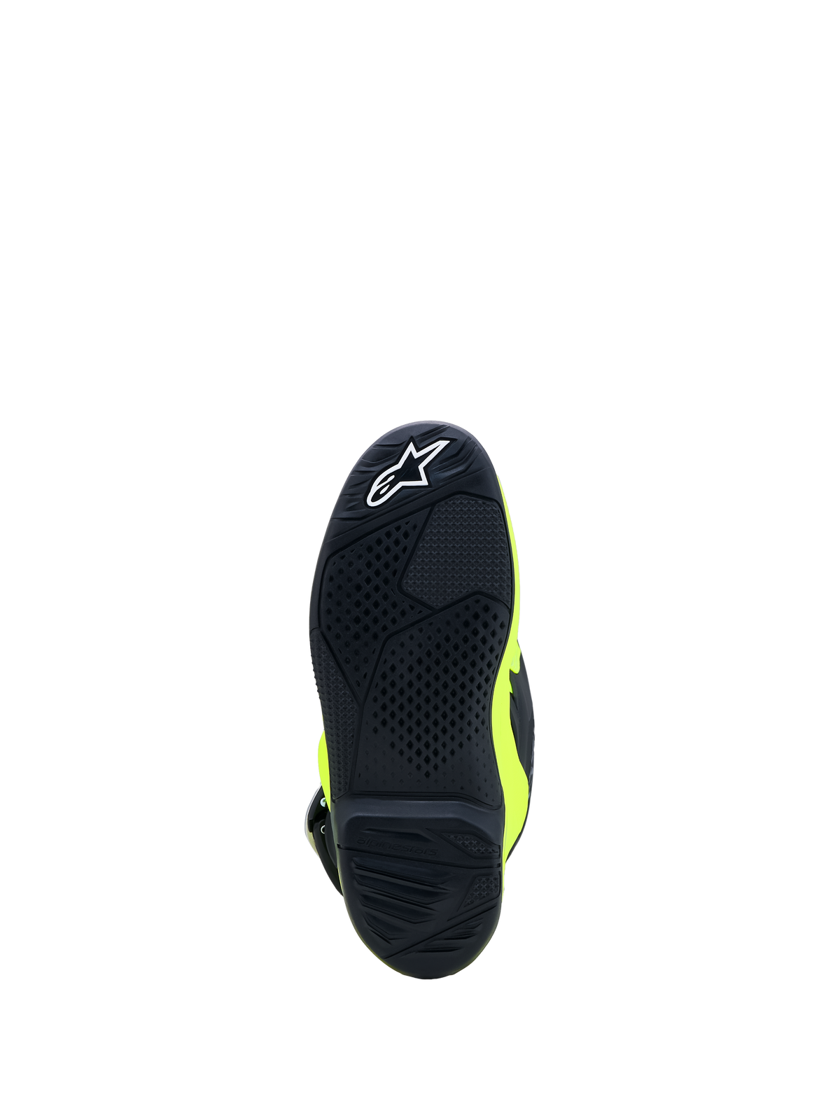 Bottes Alpinestars Tech 7S Junior, semelle en caoutchouc haute adhérence pour motocross, jaunes fluo et noires.