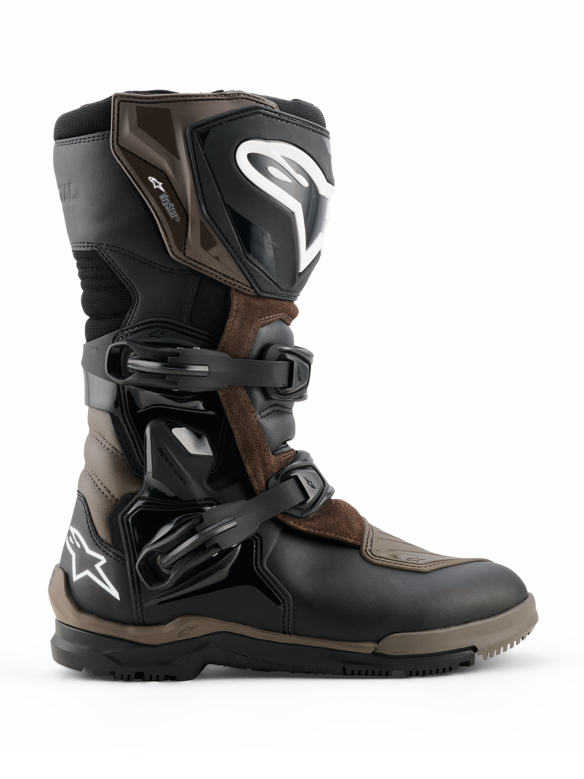 Alpinestars Corozal V2 Adventure Drystar motorlaarzen, adventure touring motorlaarzen, bruin en zwart, waterdichte constructie met verstelbare gespen, versterkte enkel- en scheenbeenbescherming, robuuste zool met profiel voor grip op elk terrein