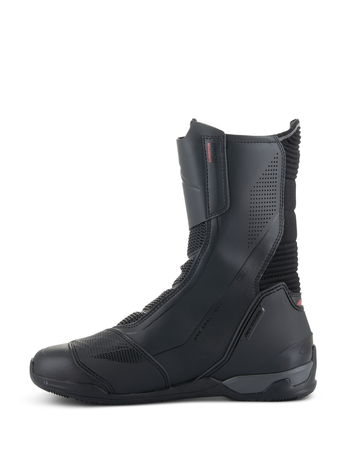 Alpinestars SP-X BOA® Stiefel, Motorradstiefel, Schwarz, halbhohes Design mit Mikrofaser- und Rideknit-Mesh-Einsätzen, mit medialem Reißverschluss und elegantem Sportprofil.
