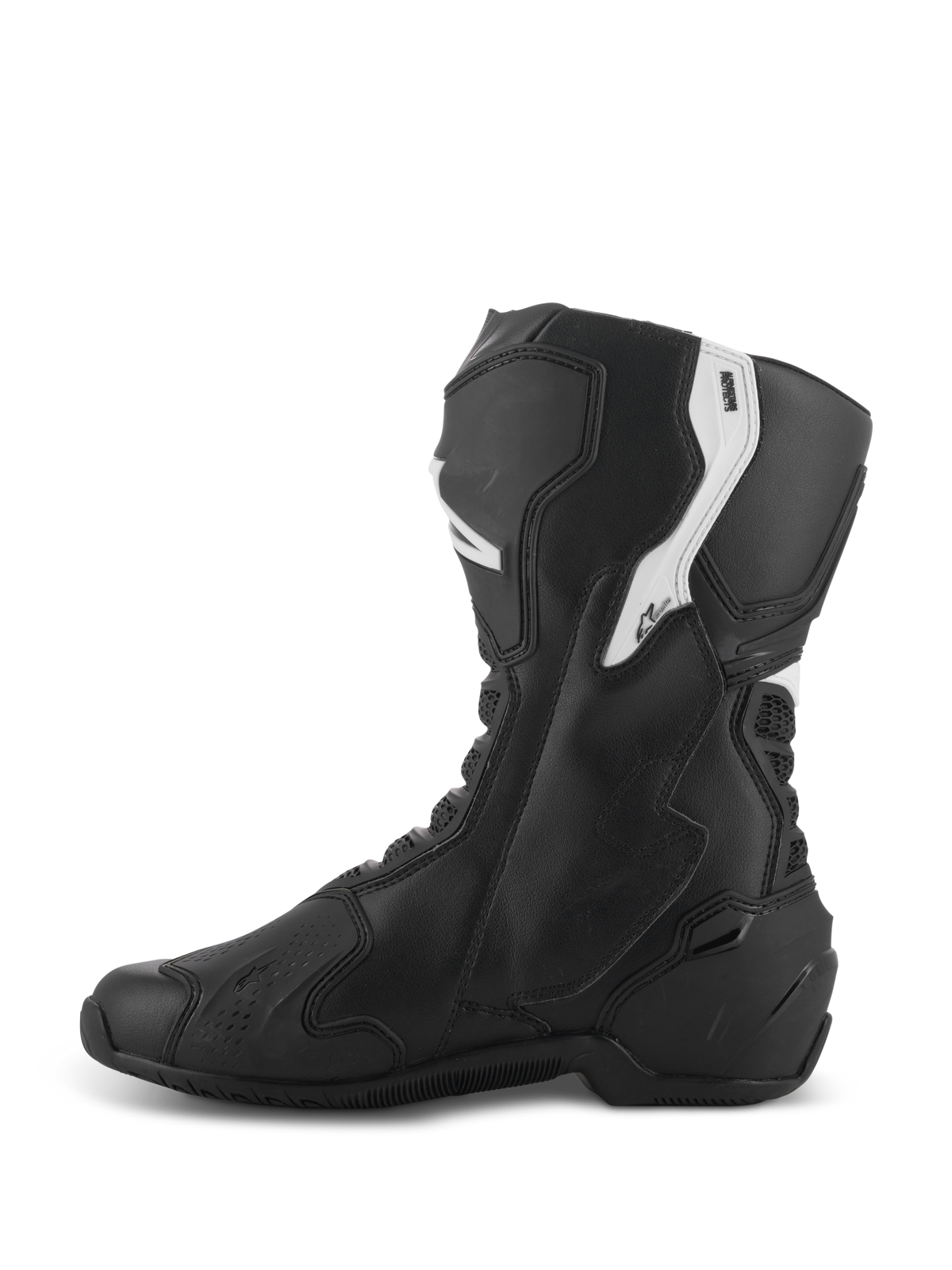 Alpinestars Stella SMX-6 V3 laarzen, performance motorlaarzen voor dames, zwart en wit, binnenzijde met ergonomisch microvezel bovenwerk, TPU-bescherming voor scheenbeen en enkels, flexibele mesh-zones en gestroomlijnd ontwerp voor circuit- en straatgebruik