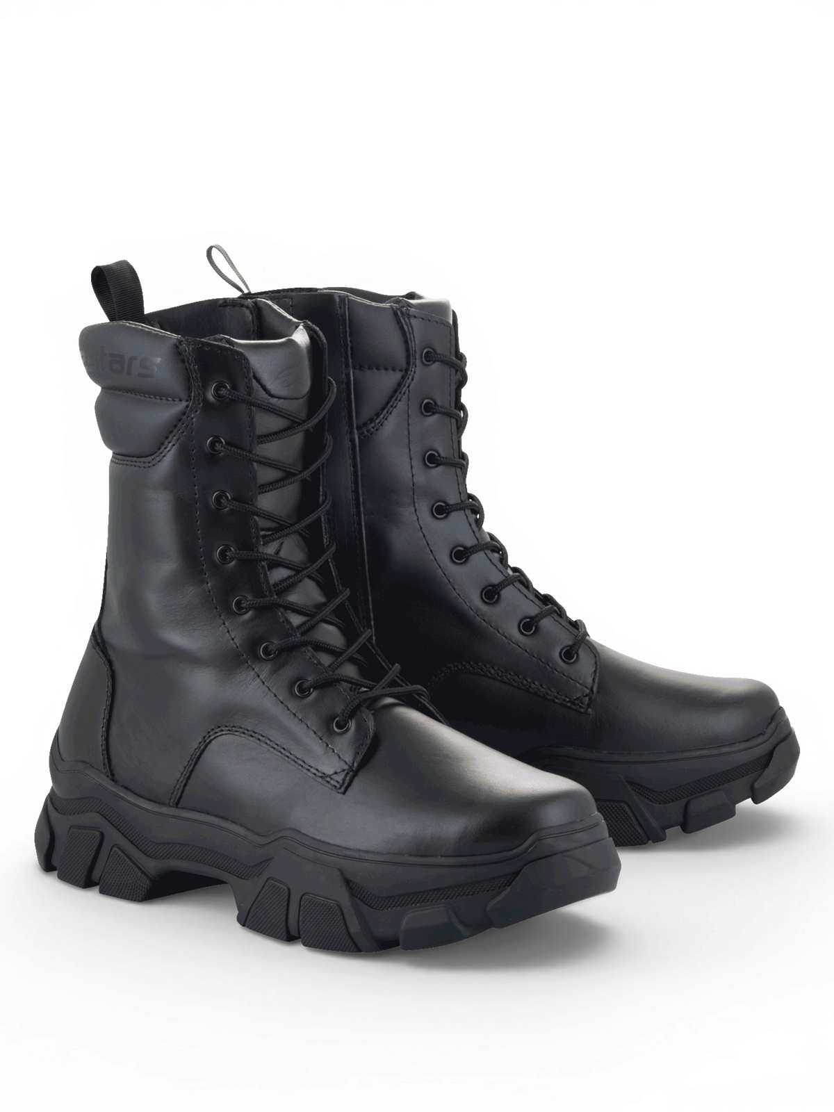 Alpinestars Ava Women's Boots, black full-grain leather urban motorcycle boots with chunky soles, CE certified.