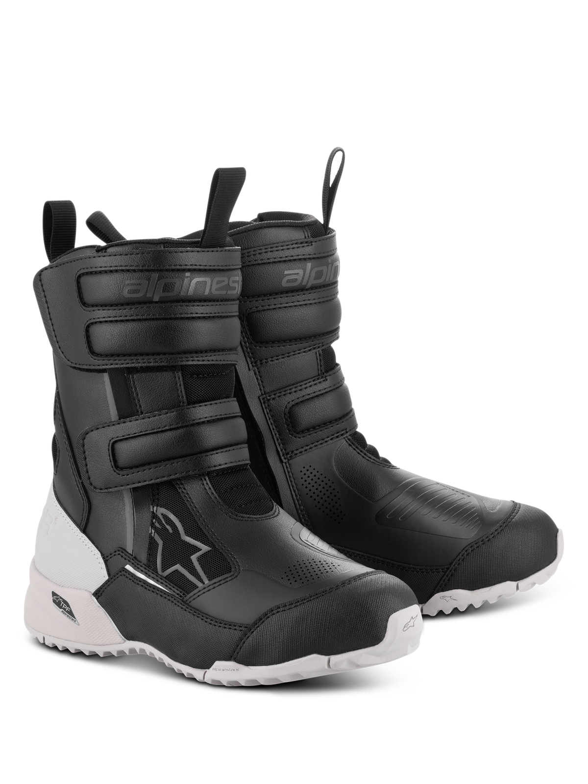 Alpinestars Stella RT-7 Touring Drystar dameslaarzen, motorlaarzen, zwart en wit, voorzien van dubbele klittenbandsluitingen en een dubbele ritssluiting, duurzame constructie van microvezel en textiel, witte robuuste noppenzool met TPF-bescherming, avontuurlijk ontwerp