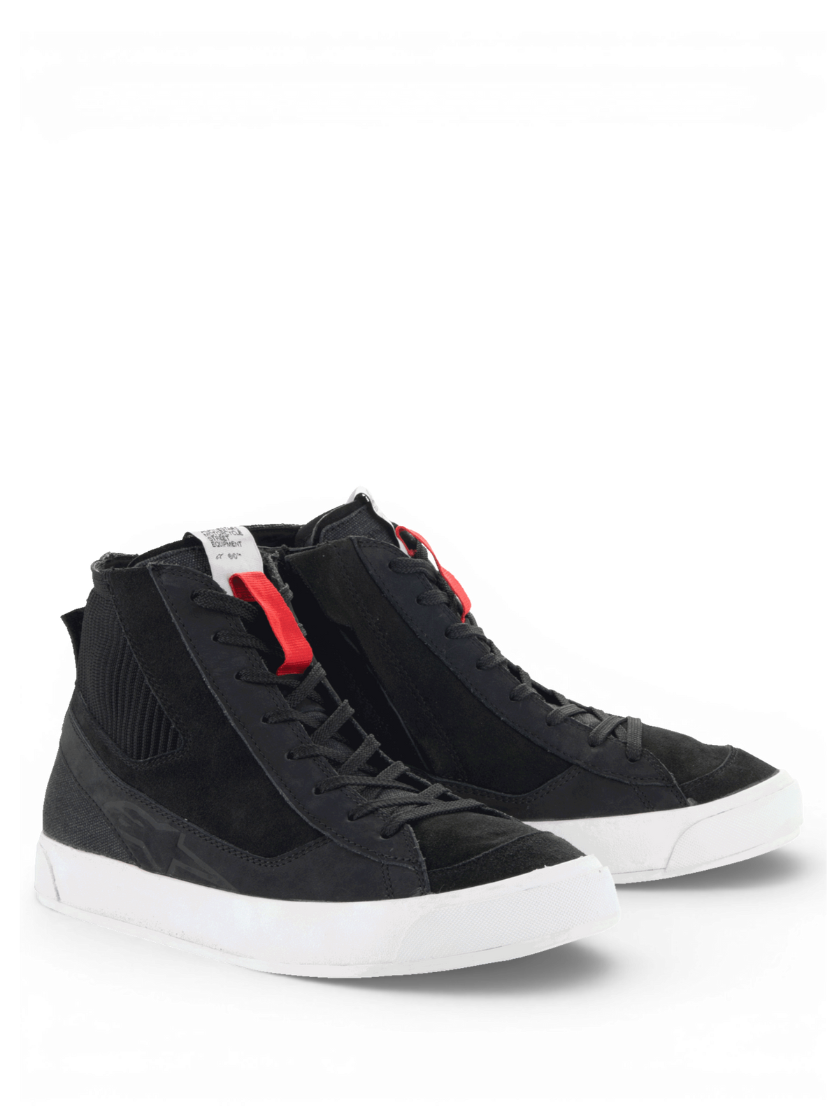 Alpinestars Stated Schoenen, urban heren motorlaarzen, zwart en wit, nubuck en suède in retro skatestijl.