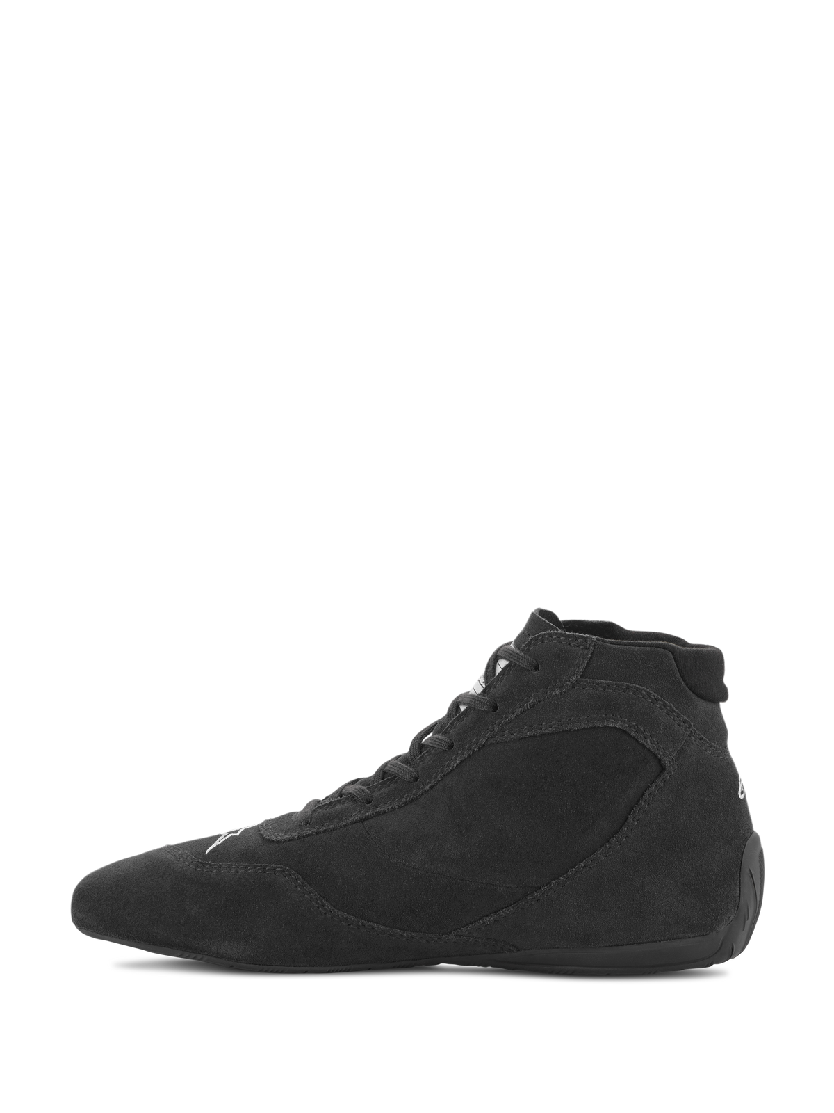 Alpinestars SP V2 Shoes, Auto Racing Shoes, Black, sleek high-top profile with premium suede upper and thin rubber sole, designed for precision pedal feel in motorsport