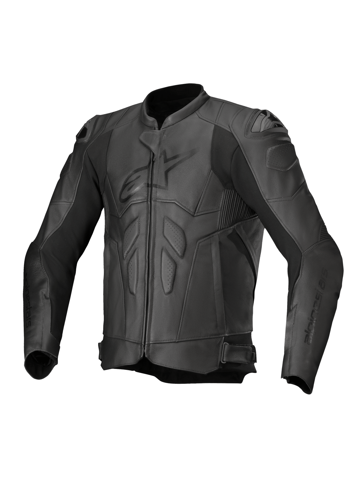 Alpinestars Dusk Lederjacke, schwarze Motorradjacke aus Rindsleder mit DFS-Schulterschleifern, Tech-Air® Ready.