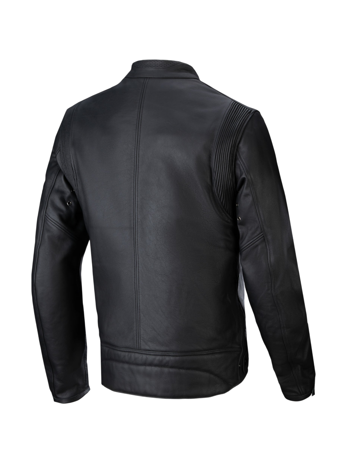 Alpinestars Dyno leren jas, heren urban motorjas, zwart rundleer, minimalistisch ontwerp, achteraanzicht