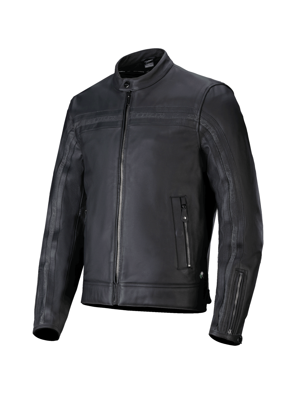 Alpinestars Dyno leren jas, zwarte rundleren motorjas voor heren, urban stijl, Tech-Air Ready en CE-gecertificeerd.