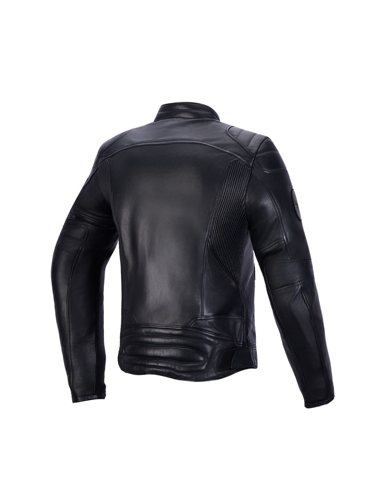 Alpinestars Revea Women Leather Jacket, veste de moto urbaine en cuir pour femme, vue de dos, noire, construction en cuir de bovin premium avec rembourrage aux épaules et aux coudes, certifiée CE classe AA