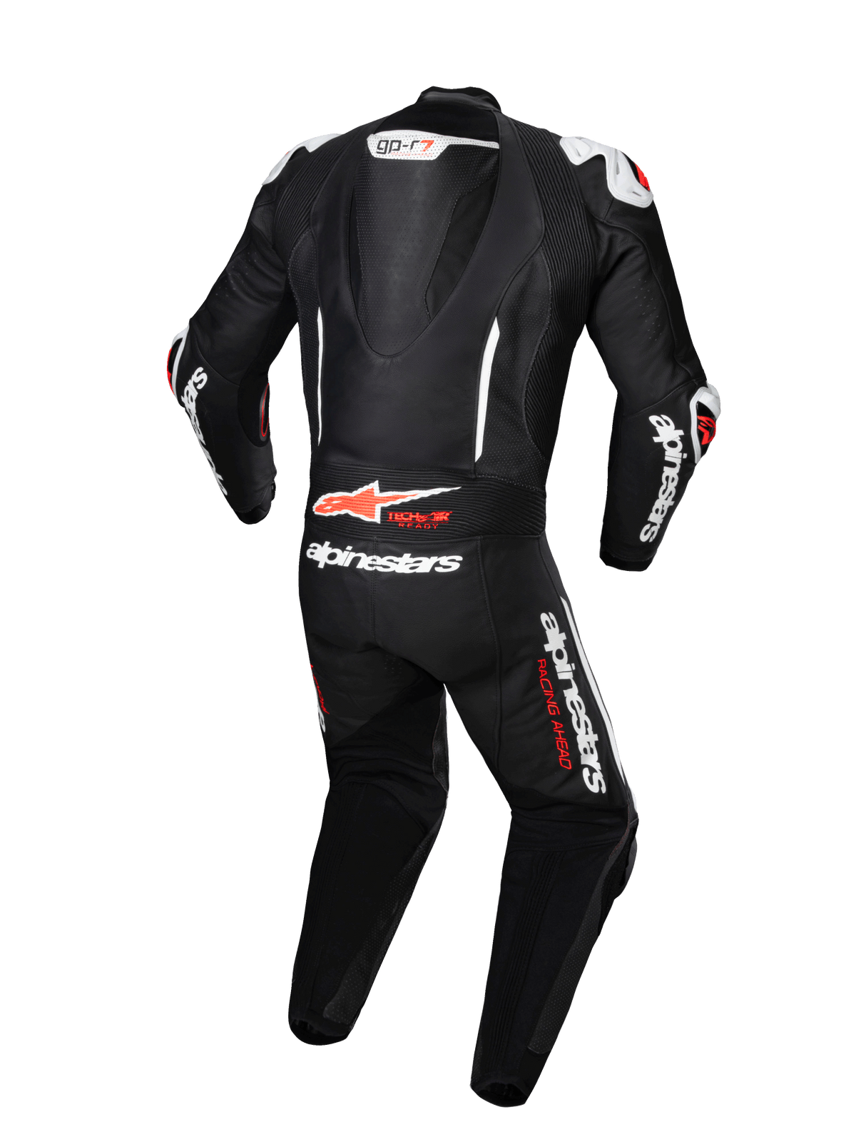 Alpinestars GP-R7 Lederkombi 1-Teiliger, Motorrad-Rennanzug in Schwarz und Weiß, aerodynamischer Höcker, Tech-Air® Ready, CE-zertifiziert.