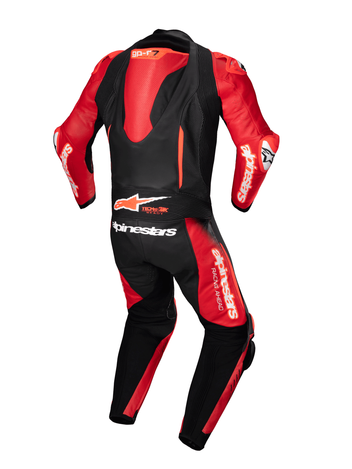 Alpinestars GP-R7 leren pak 1 stuk, motorracepak voor heren, zwart en rood, voorzien van aerodynamische Supertech R10 bult en Tech-Air Ready logo, premium 1,3 mm runderleer, CE-gecertificeerd AAA.