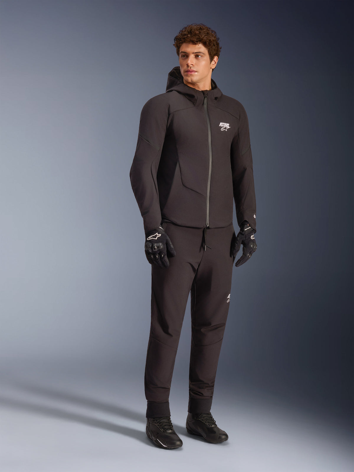 Alpinestars Aeroshell waterdichte jas, heren softshell motorjas met capuchon, zwart, waterdicht textiel voor sport-naked road riding.