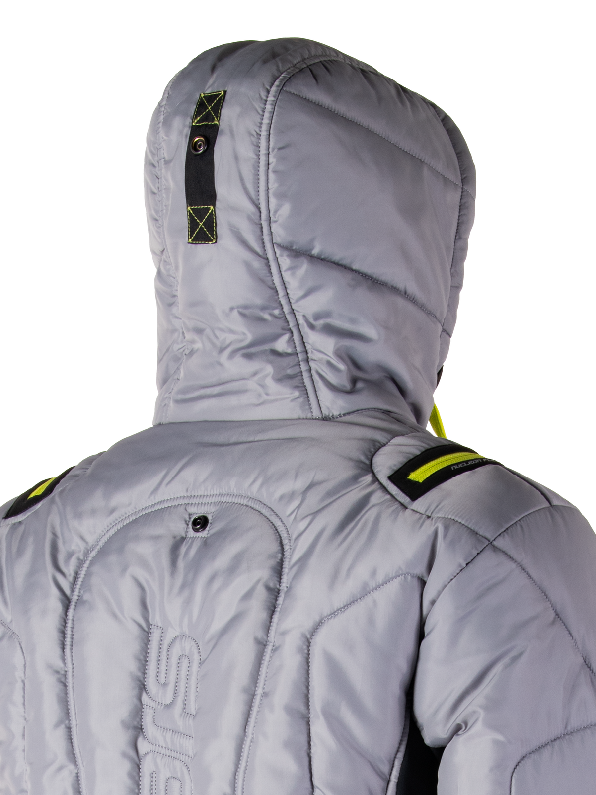 Alpinestars Mohobbs Waterproof Jacket, motorjas, Lunar Gray en Lime Punch, gewatteerd bomberjack-ontwerp met gevoerde isolatie, op streetwear geïnspireerde beschermende motorkleding met Tech-Air-compatibiliteit