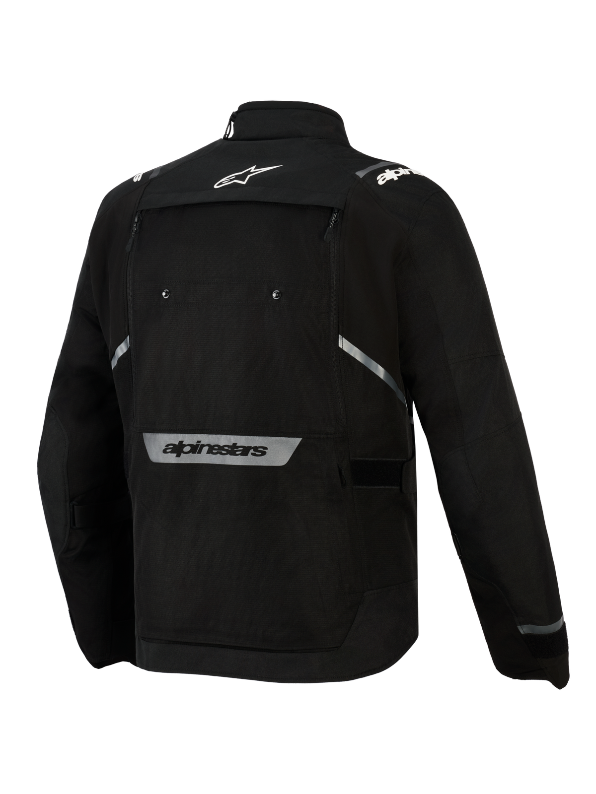 Alpinestars Cusco Drystar® Jacket, Black textile adventure touring motorcycle jacket, back view with reflective logos.