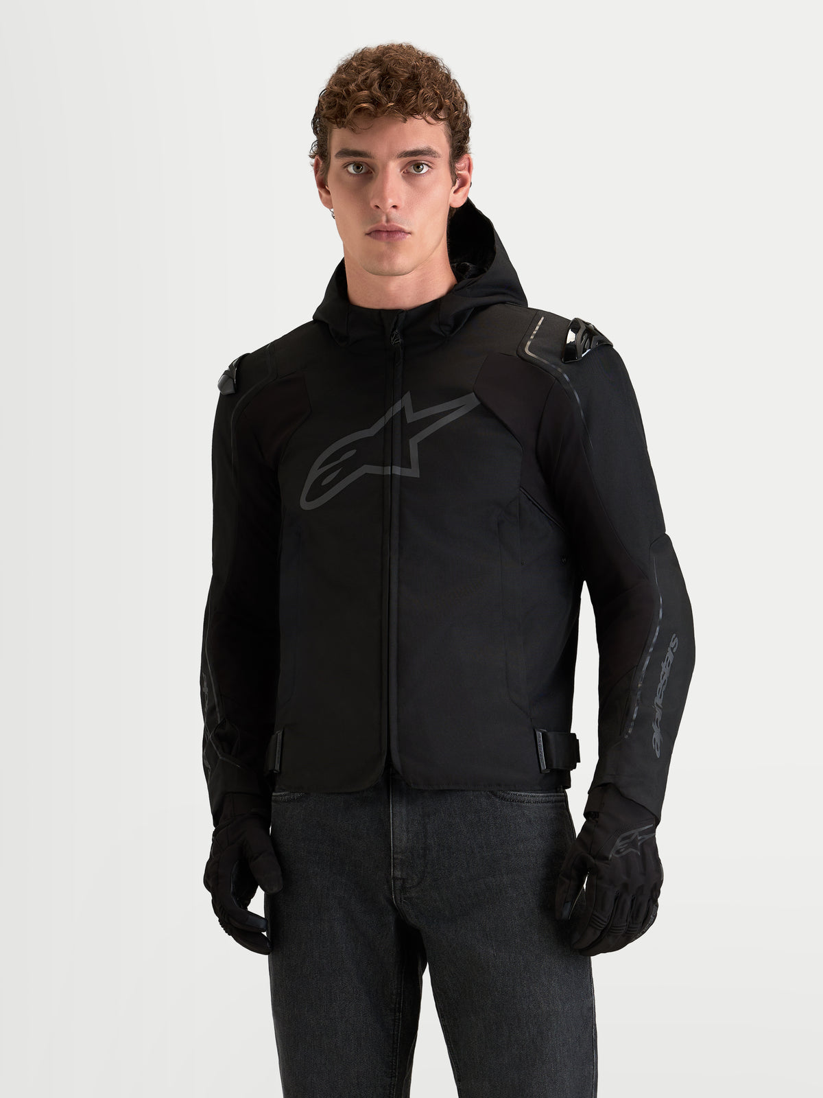 Alpinestars Zaca V 2 Waterproof veste de moto imperméable pour homme, noire, avec capuche, protections d'épaules et construction textile
