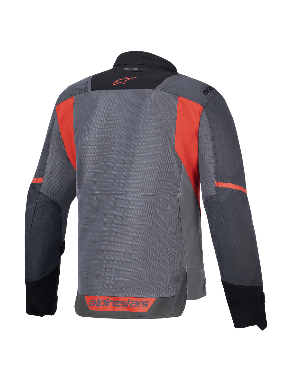 Alpinestars ST-2 Air jas, grijze en rode motorjas, achteraanzicht met meshpanelen, Tech-Air ready en CE-gecertificeerd.