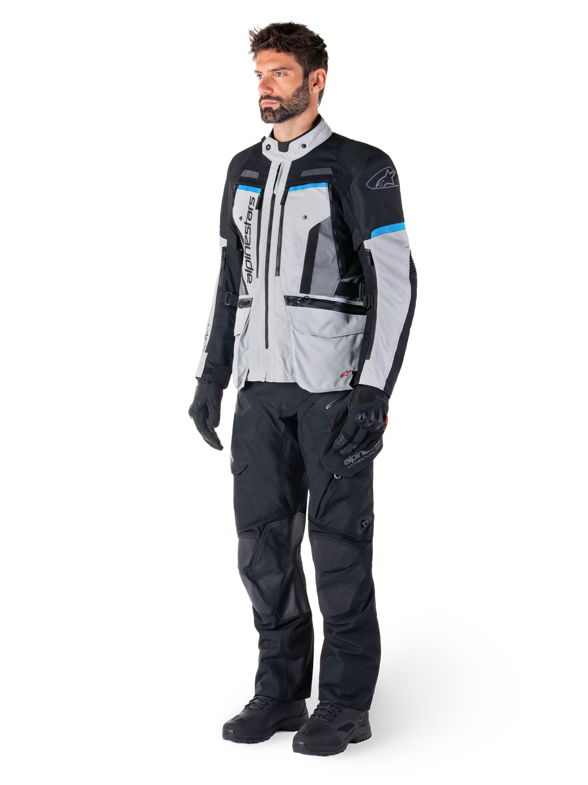 Alpinestars Bogota' Pro Drystar® Jacke, Herren Adventure-Touring-Jacke in Eisgrau, Schwarz und Cyan, Tech-Air® Ready.