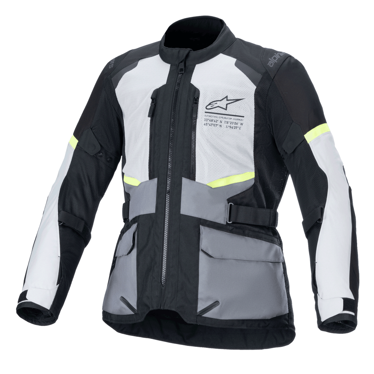 Alpinestars Veste Andes Air Drystar®, veste de moto touring, grise, gris foncé et noire, avec ventilation en mesh 2D et compatibilité Tech-Air®