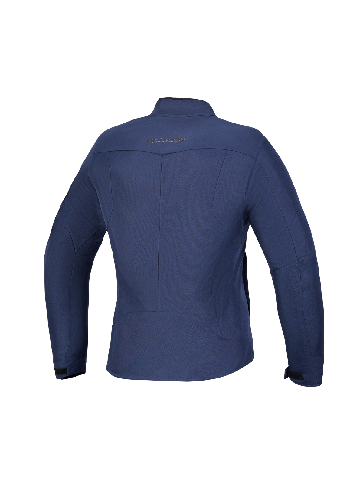 Alpinestars Stella C-1 Waterproof Jacket, dames motorjas, achteraanzicht met 3D-rugpatroon en Mood Indigo blauwe textielconstructie