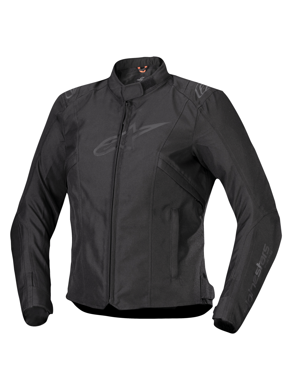 Alpinestars Stella T-SPS V2 Waterproof Jacket, veste de moto pour femme, noire, fermeture éclair frontale, col à profil bas, logos subtils sur la poitrine et les manches, tissu textile durable avec une coupe sport ajustée, équipement de moto professionnel