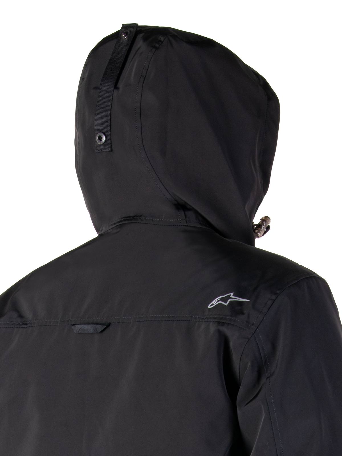Alpinestars Mootant Wasserdichter Parka, Schwarze Motorradjacke, modulares 4-Jahreszeiten-Design mit abnehmbarer Kapuze, wasserdichte laminierte Konstruktion, urbaner zeitgenössischer Stil