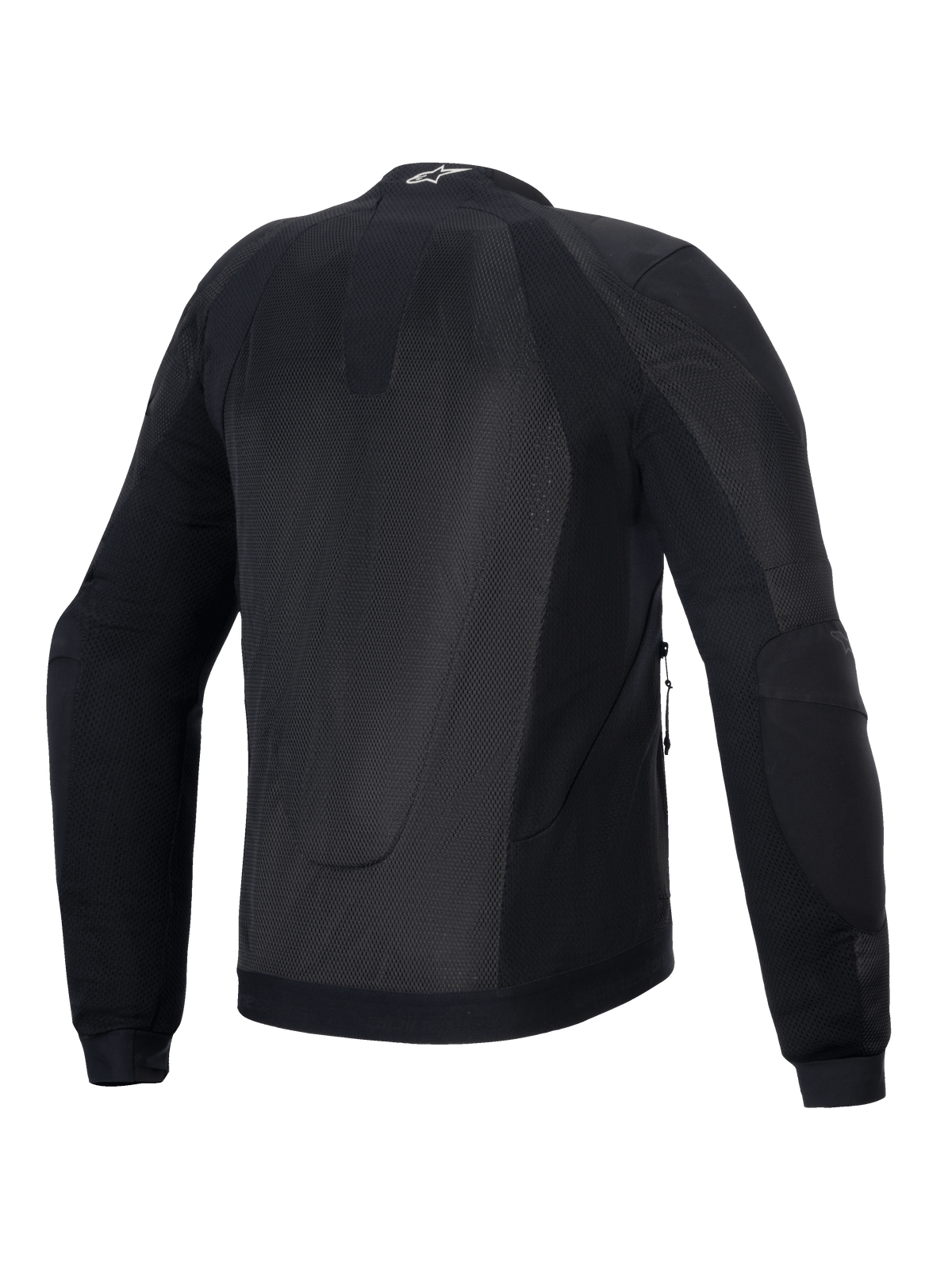Alpinestars Troop-Air Black Men's Mesh Motorcycle Jacket, back view with breathable tech mesh and CE Class A protection.