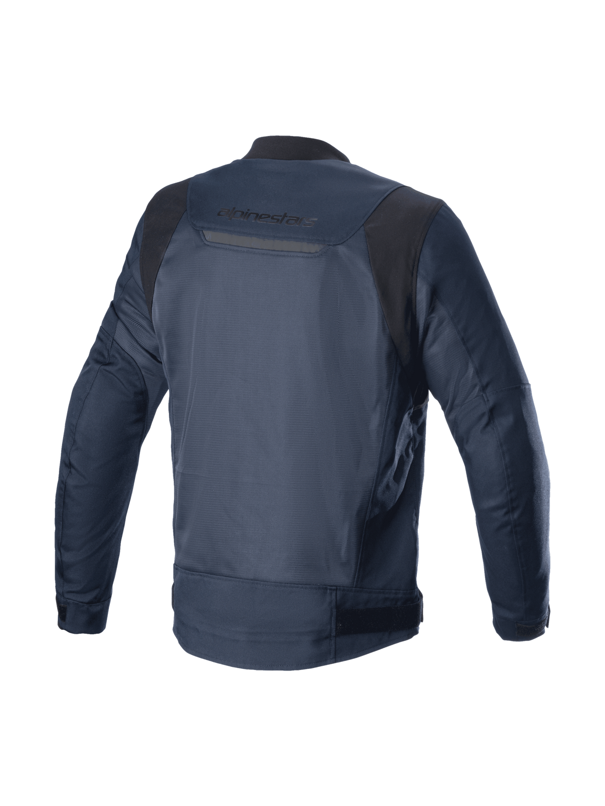 Alpinestars Luc V2 Air Jacke, Herren-Motorradjacke in Marineblau und Schwarz, Rückansicht mit Mesh und Reflektor.