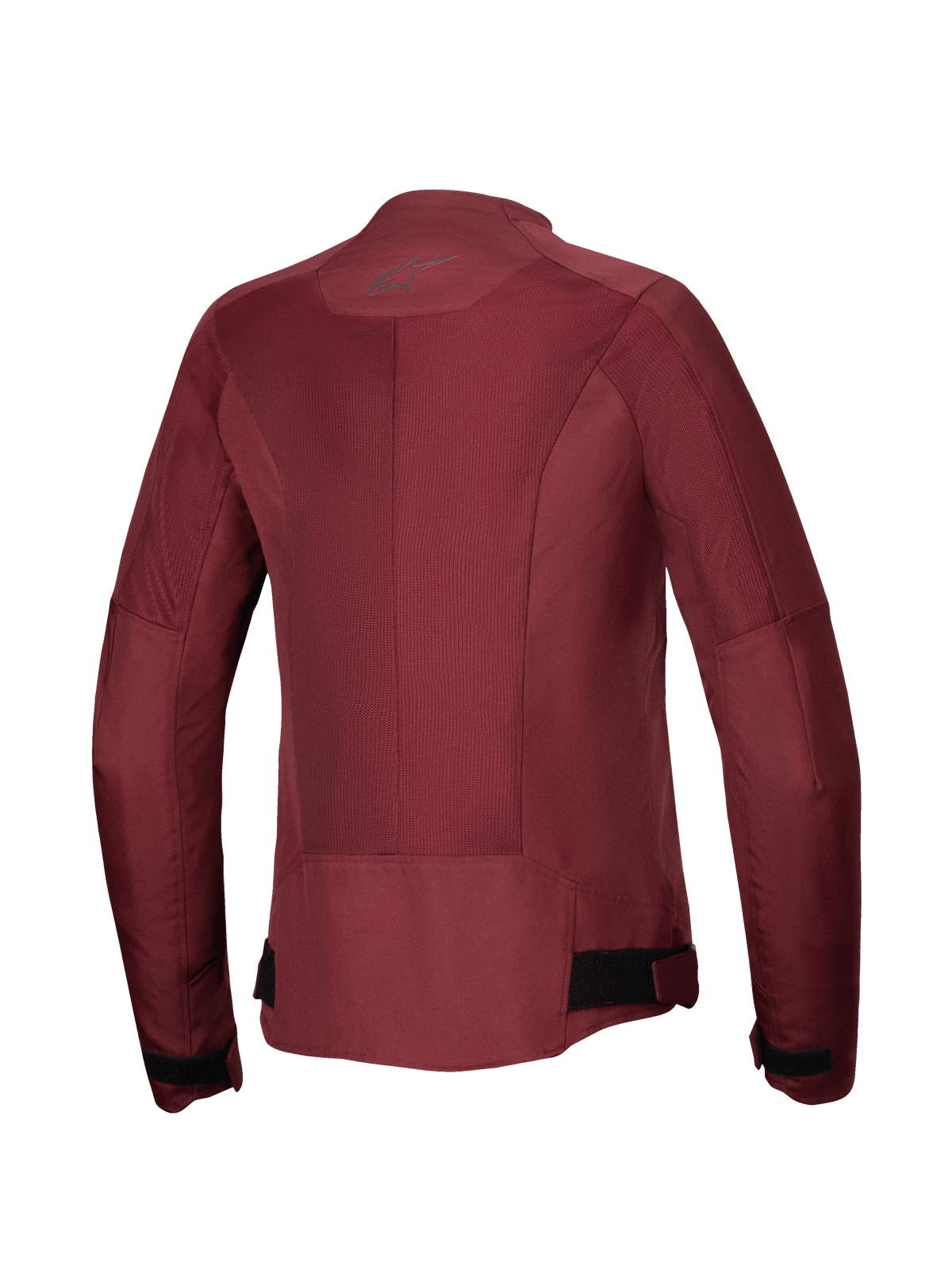 Veste Alpinestars Stella C-1 Air, veste de moto pour femme, bordeaux, vue de dos présentant de larges panneaux en maille technique pour la circulation de l'air, un logo réfléchissant à la nuque et des sangles de réglage à la taille, équipement de conduite urbaine