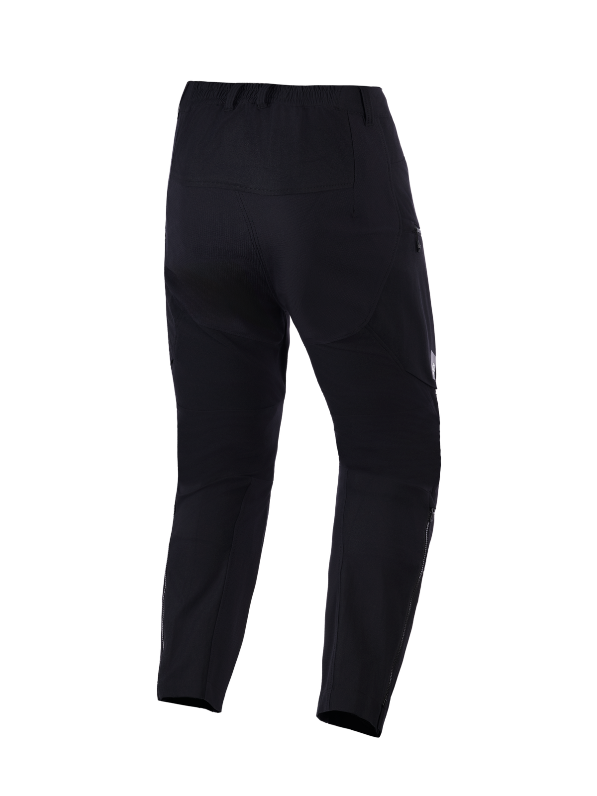 Alpinestars Explore AST Pants Short, Adventure-Motorradhose, Schwarz, Rückansicht mit Ripstop-Konstruktion, Beinabschlüssen mit Reißverschluss und ergonomischer Passform für Fahrten bei warmem Wetter