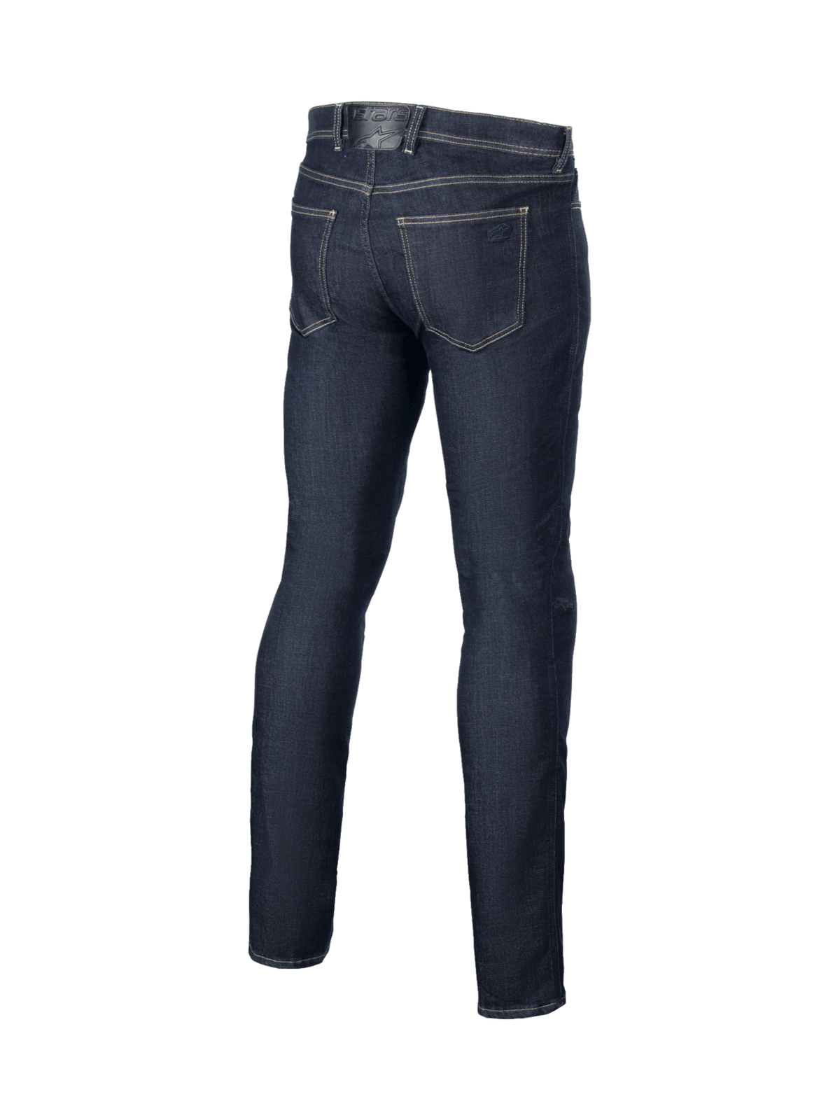 Alpinestars Cult-8 Stretch Denim Hose, Urban Motorradjeans für Herren, Blau, Rückansicht mit regular gerader Passform aus elastischem Denim.