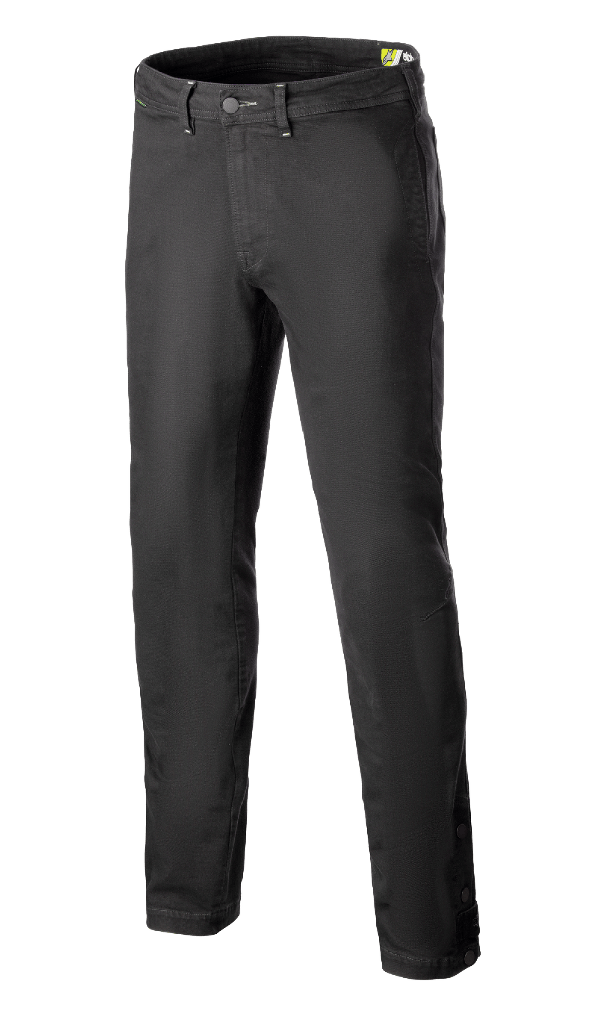 Alpinestars Stratos Regular Fit Tech Riding Hose, Motorradhose, Anthrazitgrau, lässiges Design im Jogger-Stil mit konisch zulaufendem Bein, Knopfverschluss an der Taille, verstellbare Druckknöpfe an den Knöcheln, aus Cordura-Denim für urbanen Streetstyle