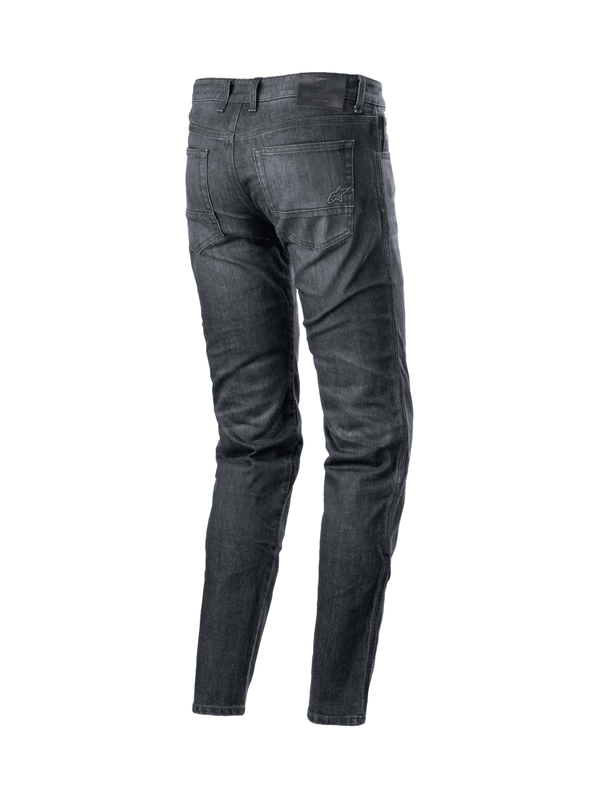 Alpinestars Sektor Standaard Fit Denim Broek, heren urban motorbroek, zwart gewassen stretch denim, met Nucleon Plus kniebeschermers.