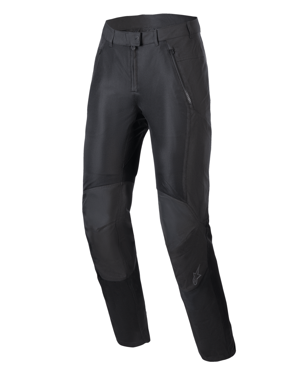 Pantalon Alpinestars Stella C-1 Air, pantalon de moto urbain pour femme, noir, doté de larges panneaux de ventilation en mesh sur le devant, d'une construction durable en polyfabric et d'une conception ergonomique des genoux avec protection intégrée.