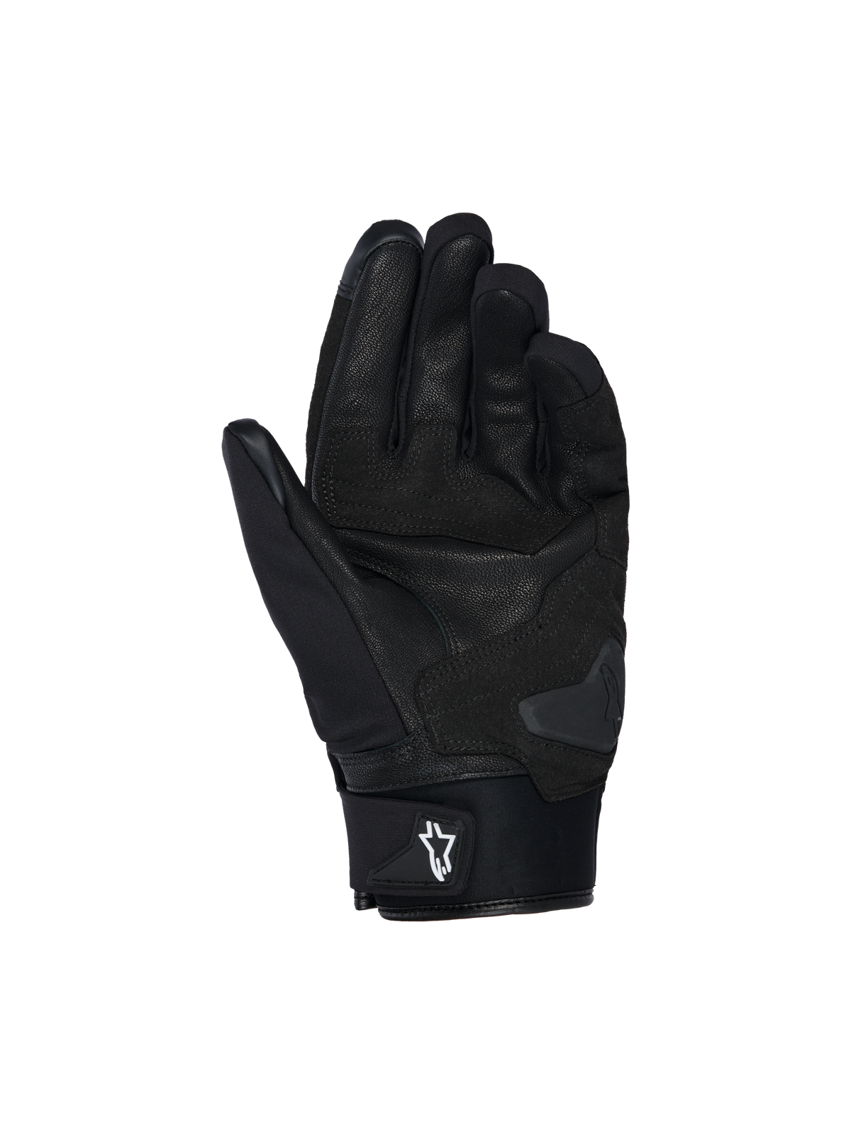 Alpinestars SP X Z wasserdichte Handschuhe, Motorradhandschuhe, Schwarz, Handflächenansicht mit Lederkonstruktion, verstärkter Polsterung und Handflächenschleifer für Abriebfestigkeit