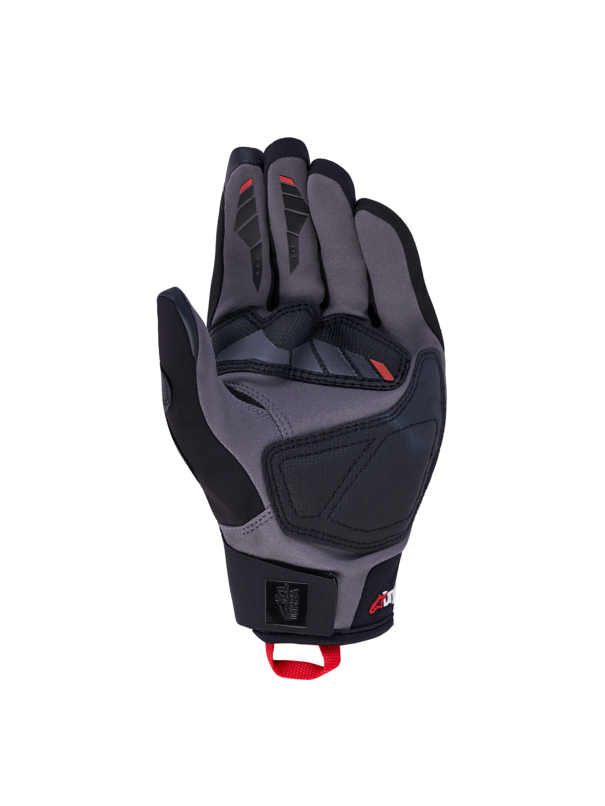 Alpinestars Maxdura Drystar Handschoenen, all-terrain motorhandschoenen, zwart en grijs met rode accenten, waterdicht Drystar-membraan, suède handpalmverstevigingen