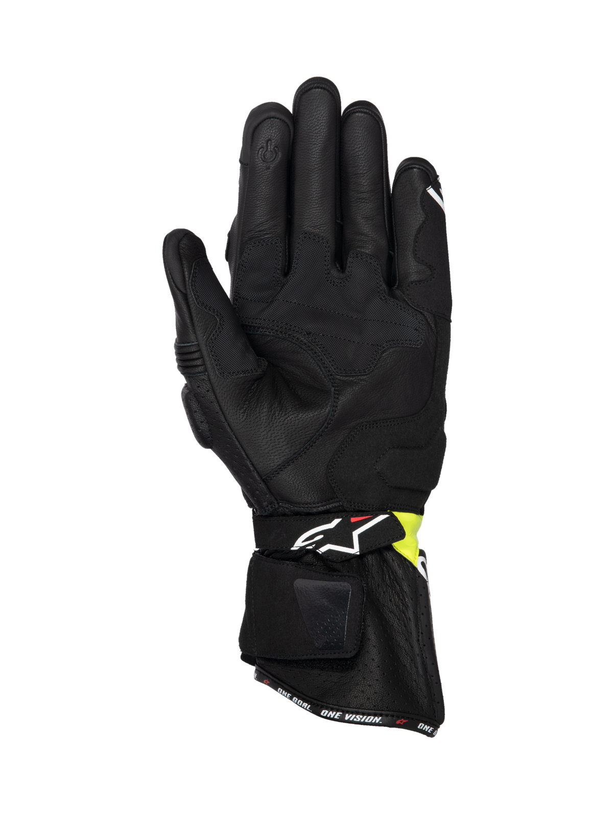 Alpinestars SP-3 Gloves, Men's Motorcycle Racing Gloves, Black and Yellow Fluo, premium goat leather with long cuff and touchscreen index finger, CE certified.