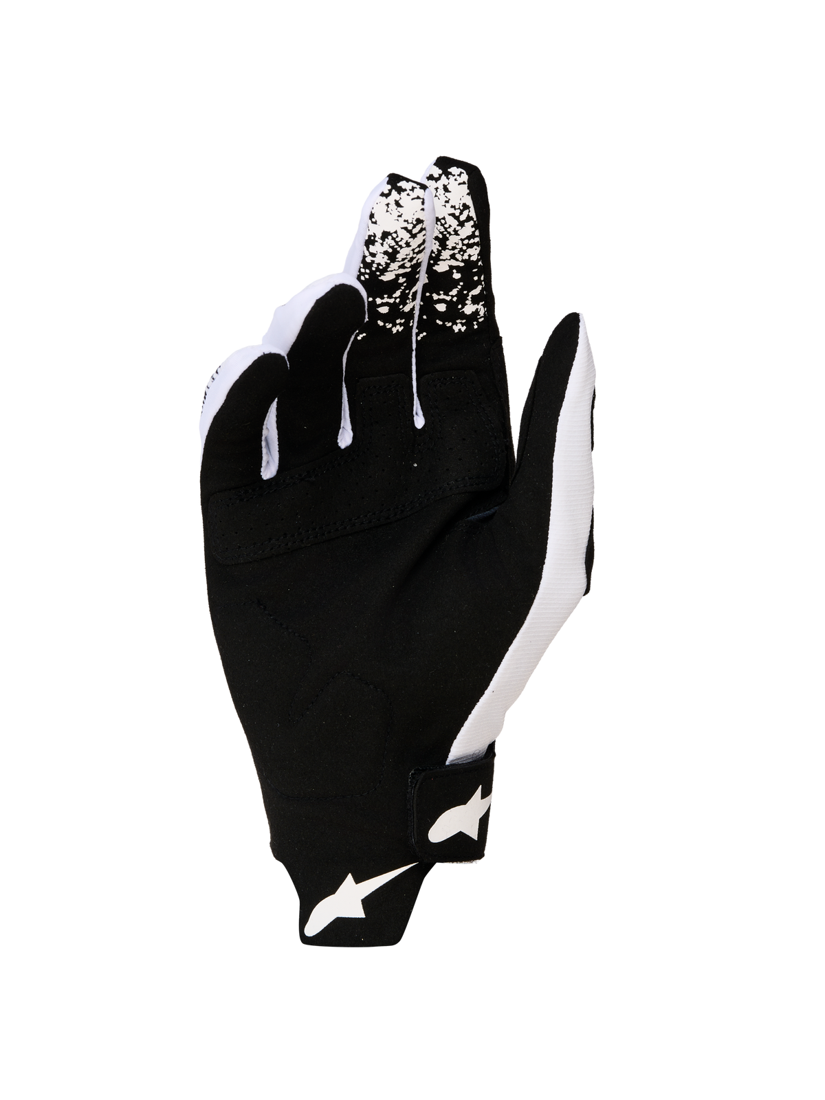 Alpinestars Techstar Gloves 2027, Men's Motocross Gloves, Black and White, featuring a durable synthetic suede palm.