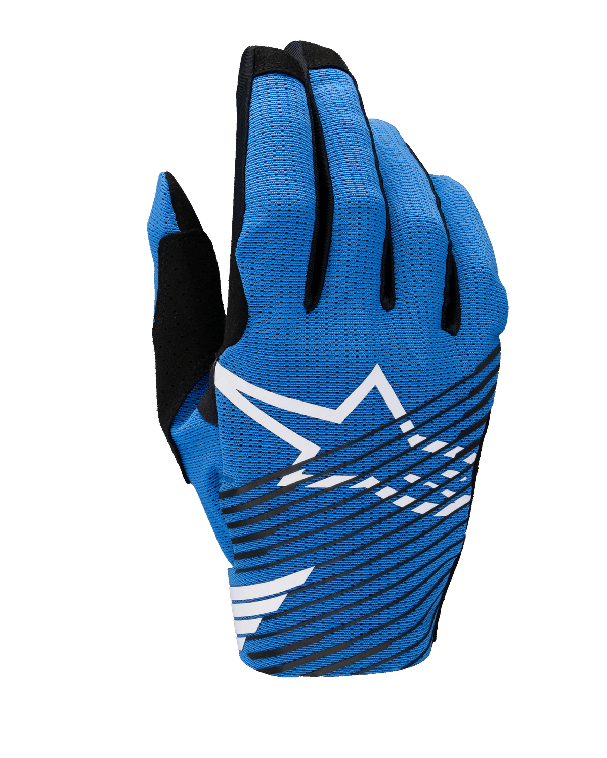 Alpinestars 2025 Radar Pro Handschuhe, Motocross-Handschuhe, Blau mit weißem Astar-Logo und diagonalen schwarzen Streifen, leichtes, atmungsaktives Mesh-Design für Offroad-Performance