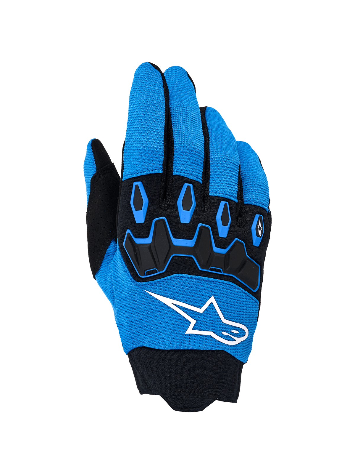 Alpinestars Full Bore V2 Handschuhe, Motocross-Handschuhe, Blau und Schwarz, mit auffälligem weißem Logo und schwarzem TPR-Knöchelschutz auf atmungsaktivem Stretch-Gewebe, entwickelt für Hochleistungs-Offroad-Rennsport
