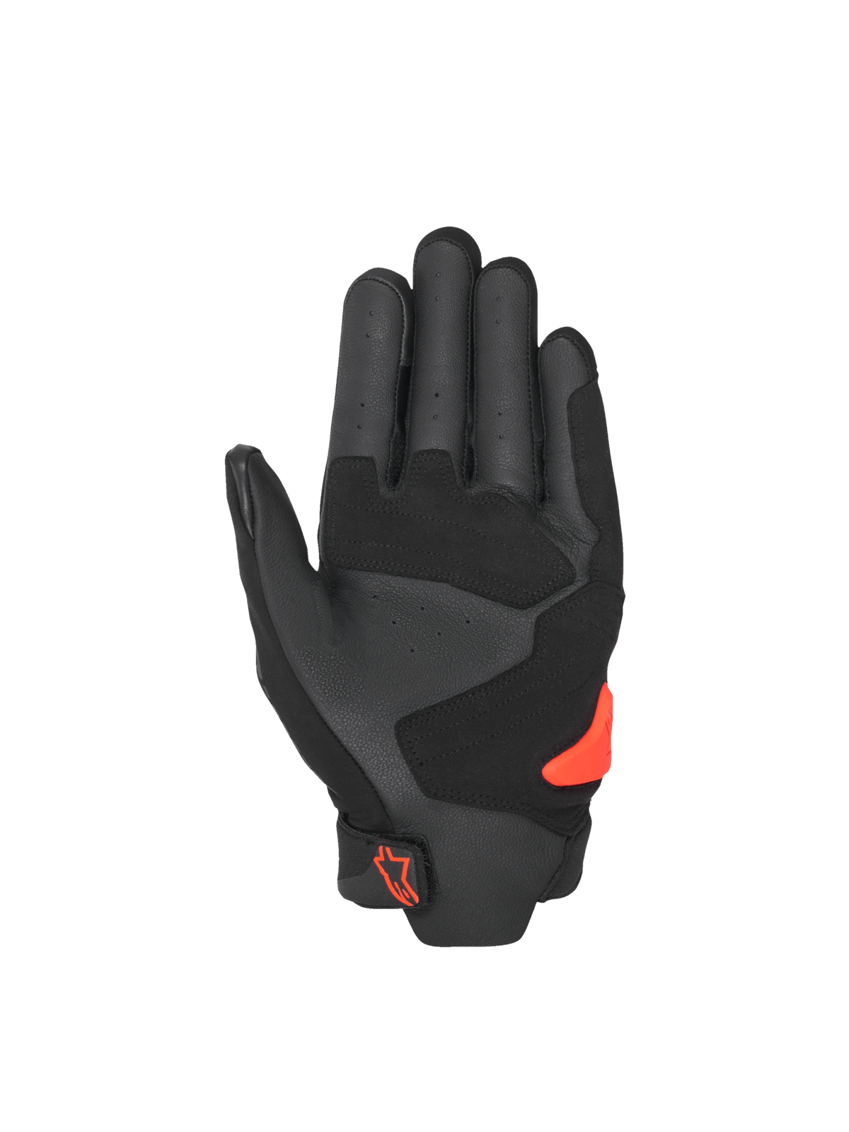 Alpinestars SP X 5 Air Handschuhe, Motorradhandschuhe, Schwarz und Fluo-Rot, perforierte Lederhandfläche mit TPU-Slider.