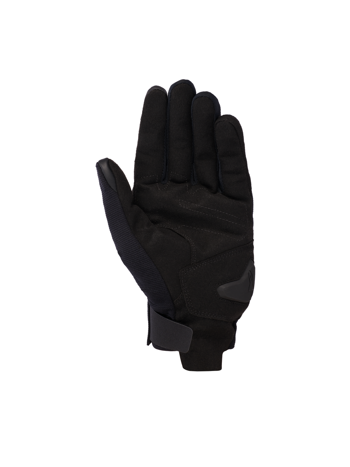 Alpinestars Reef V2 handschoenen, zwart, motorhandschoenen met korte manchet, palmweergave met synthetisch suède materiaal, versterkte palmvulling en klittenbandsluiting bij de pols, modern stedelijk ontwerp voor op de weg