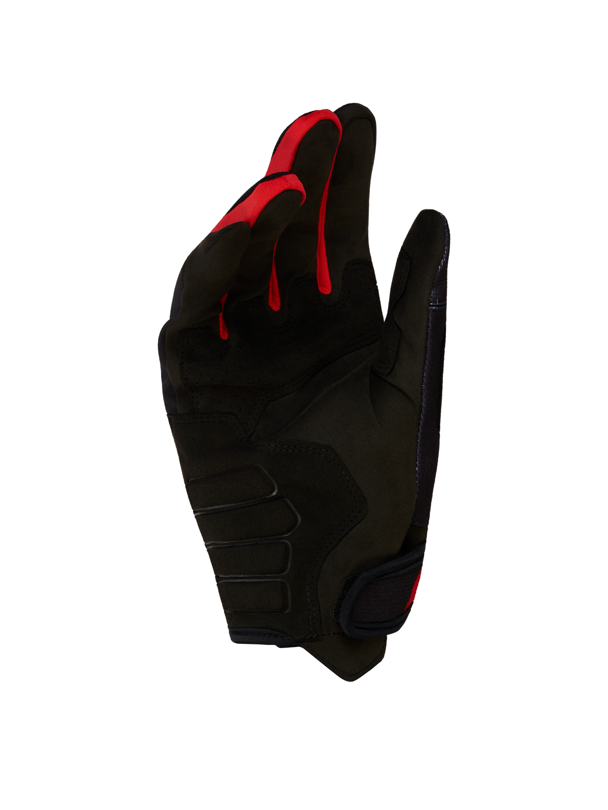 Alpinestars Techdura Gloves, Black and Bright Red off-road gloves with a reinforced padded synthetic suede palm.