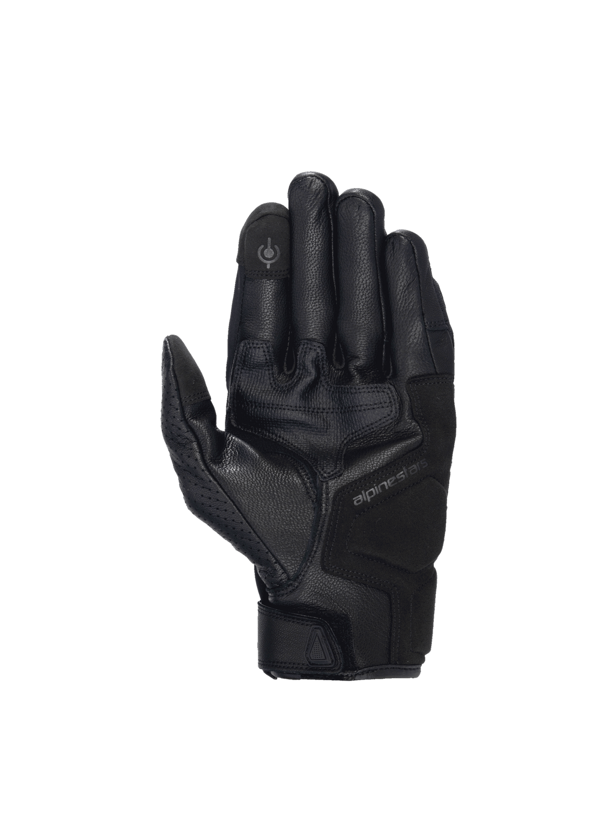 Alpinestars Celer V3 Handschuhe, schwarze Motorrad-Straßenhandschuhe aus Ziegenleder mit Touchscreen-kompatiblem Zeigefinger.