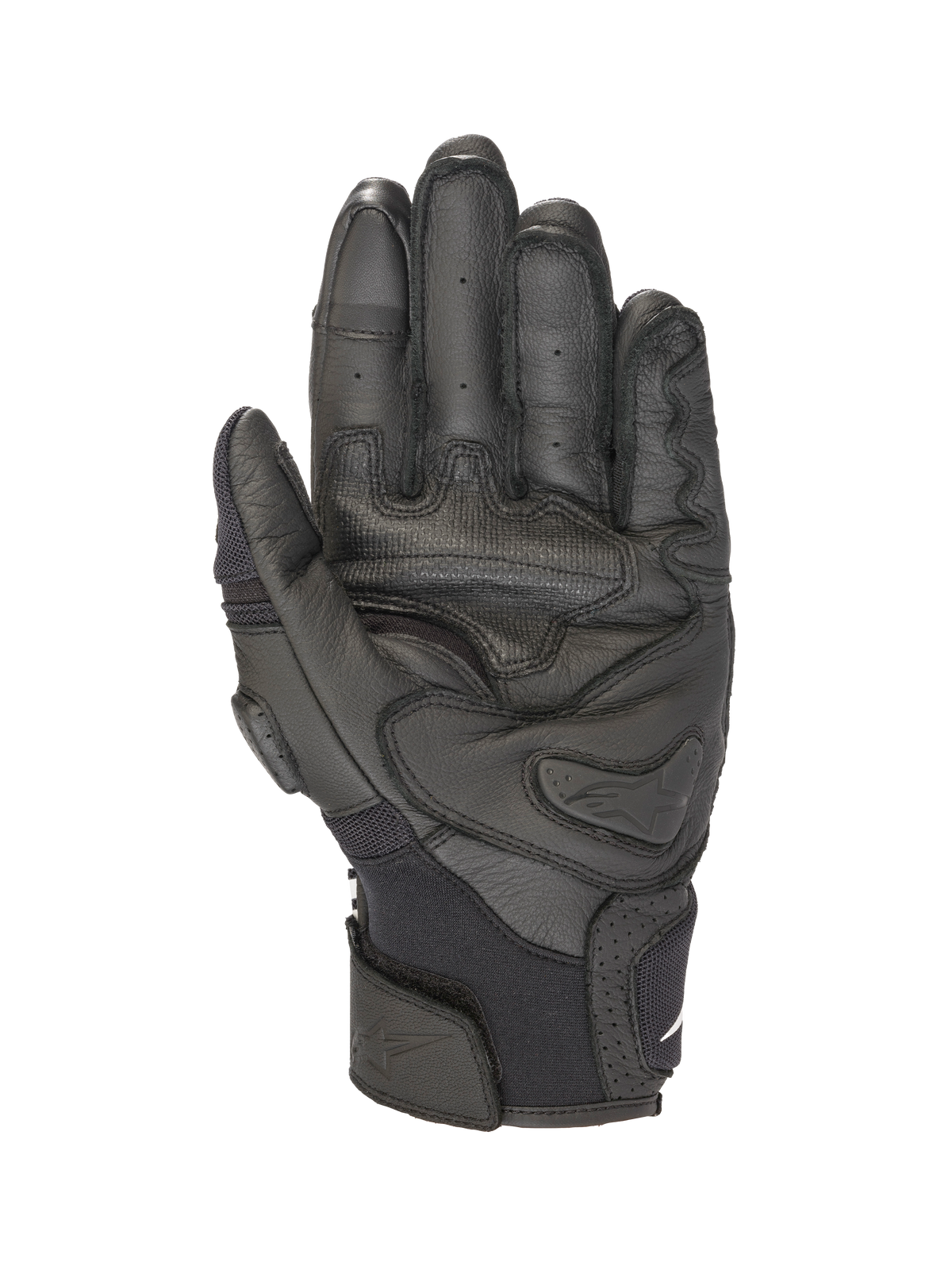 Alpinestars SPX AC V2 Handschuhe, kurze Motorrad-Sommerhandschuhe, Schwarz, CE-zertifiziert, Leder- und Mesh-Konstruktion mit hartem Handflächenslider und Touchscreen-Fingerspitzen, Handflächenansicht
