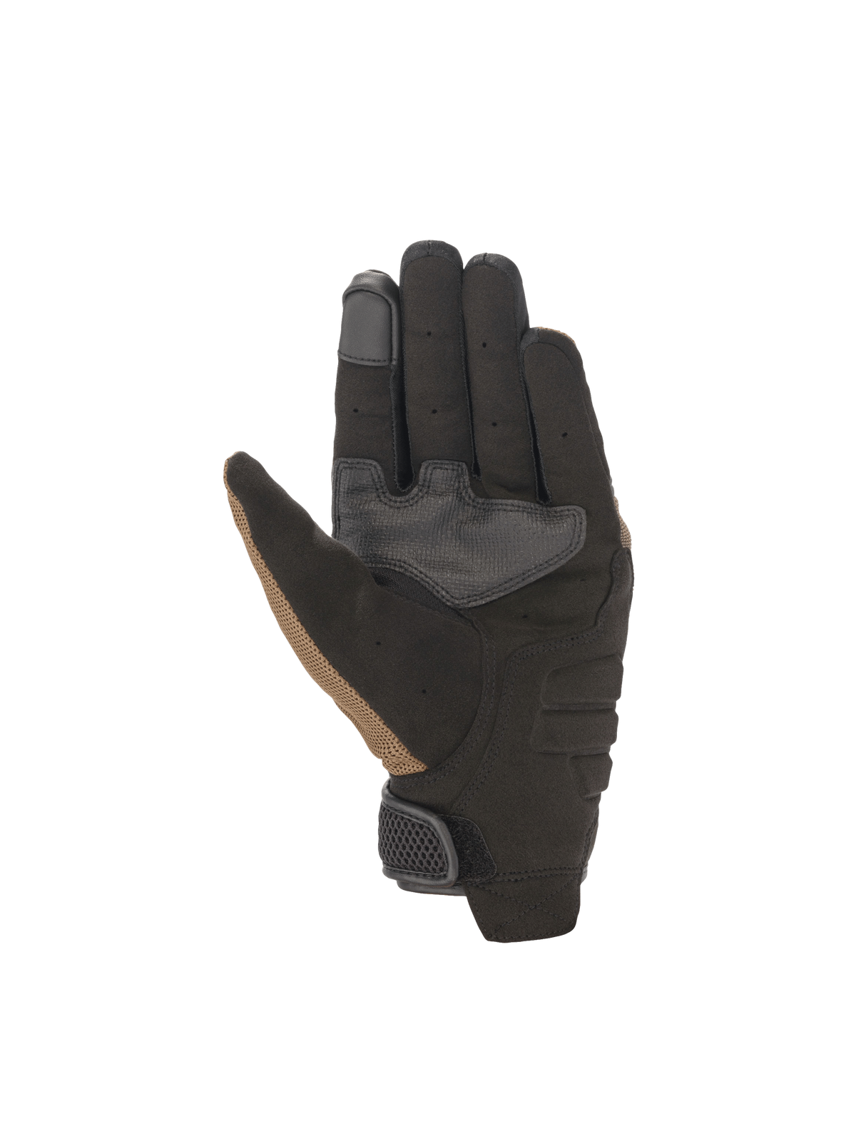 Gants Alpinestars Copper, gants de moto urbains marron et noir, paume en daim synthétique renforcé et index tactile.