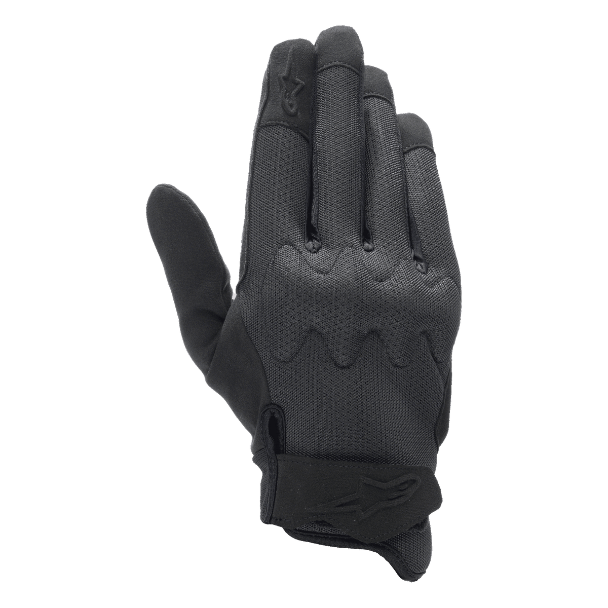 Alpinestars Stated Air Handschuhe, Motorradhandschuhe, Schwarz, mit atmungsaktivem Mesh-Airprene-Handrücken, integriertem Nucleon-Knöchelschutz und dezentem Urban-Styling mit Alpinestars-Logo auf dem Handgelenkriemen