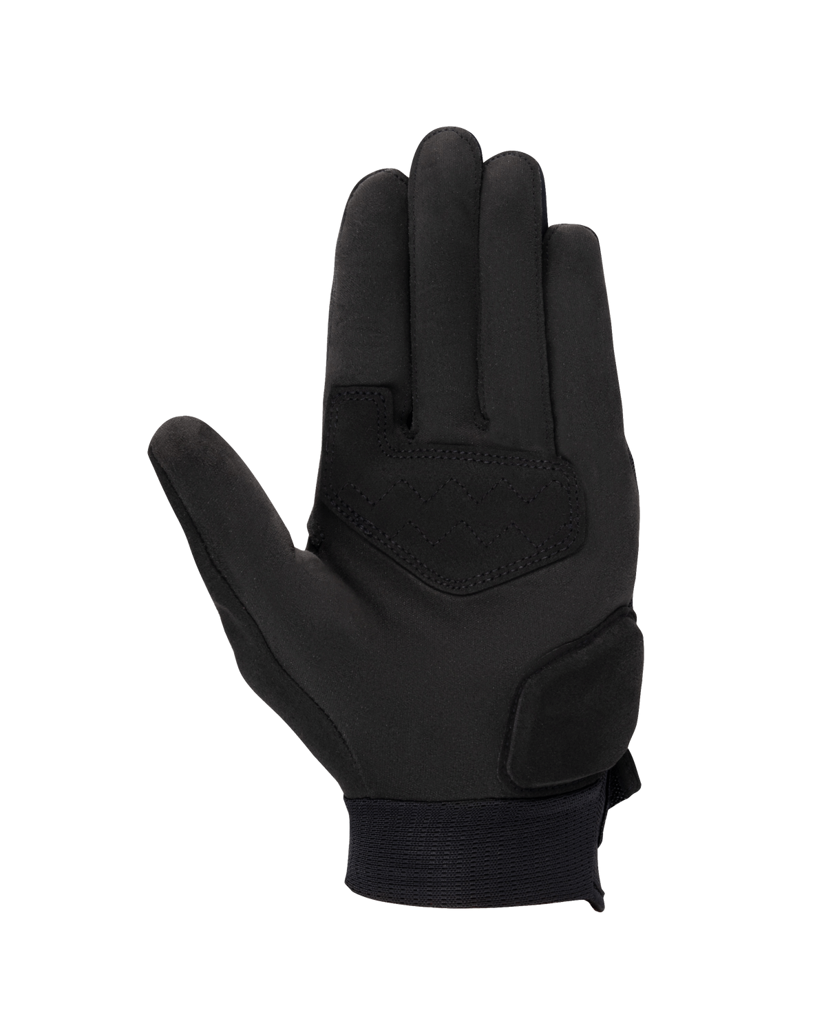 Gants Alpinestars Stated pour femme, noir, vue de la paume avec construction en daim synthétique, paume et pouce renforcés pour la résistance à l'abrasion, design de moto urbain épuré