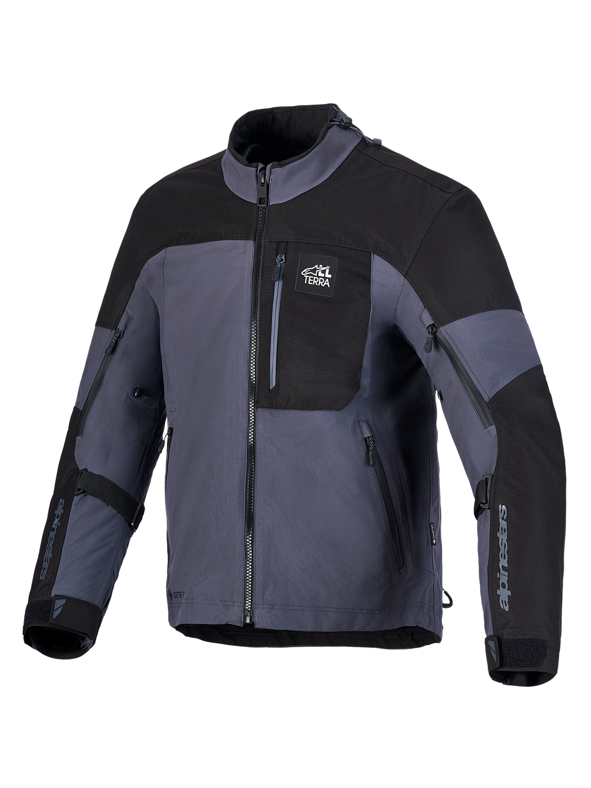 Alpinestars Arenis Gore-Tex jas, avontuurlijke motorjas, zwart en grijs, gelamineerde GORE-TEX constructie en waterdicht design